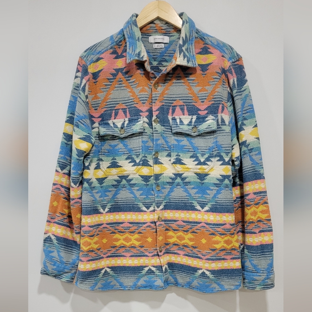 Urban Outfitters Men's Woven Button Down Colorful Shirt Jacket Size L